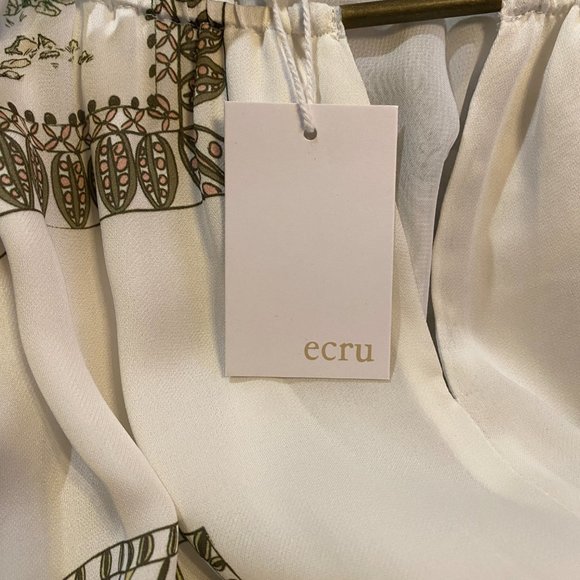 NWT Ecru Bellucci Tropical Postcard Bar Detail Animal Print Indie Ruffle Top-L - Picture 16 of 16